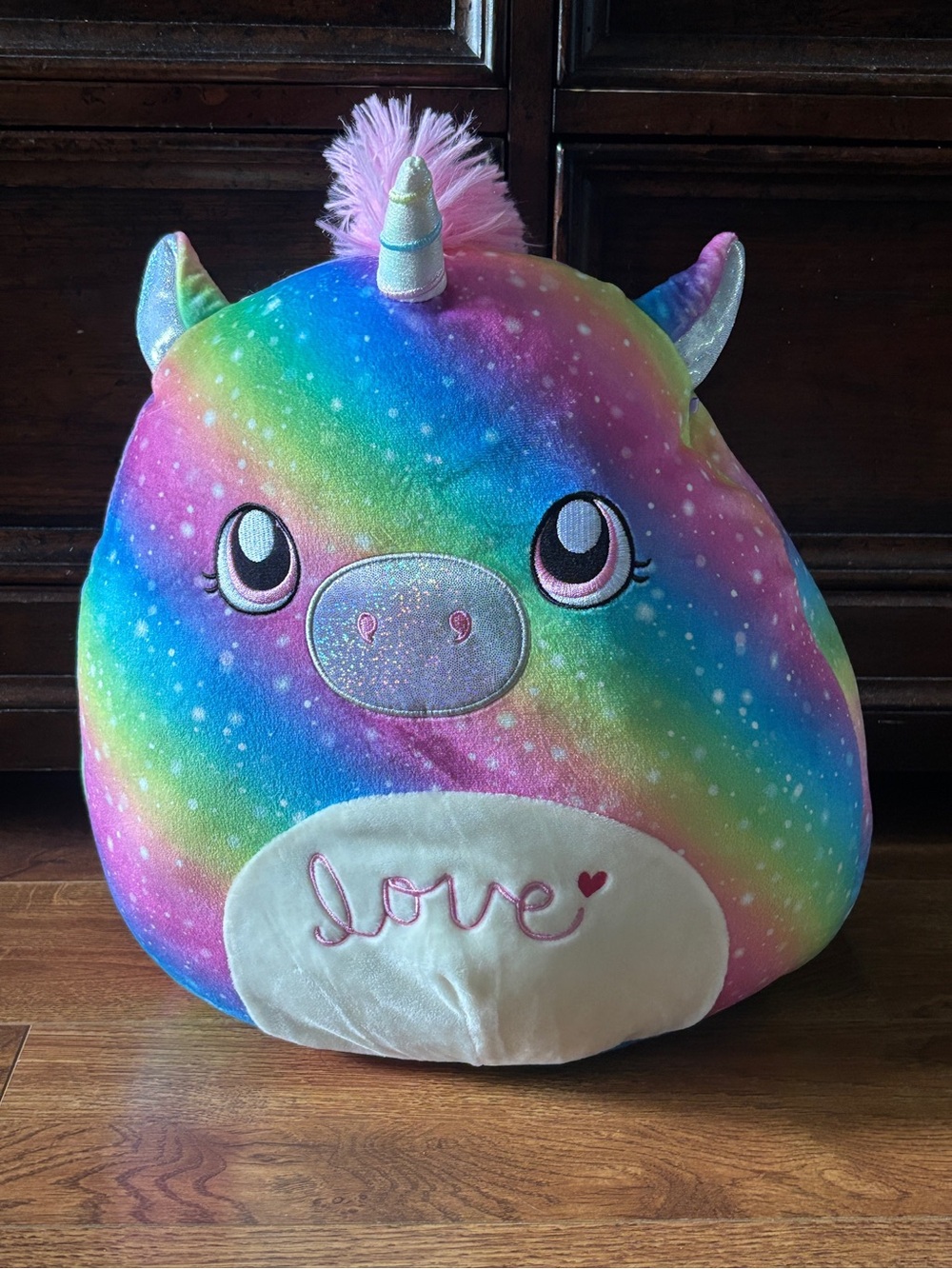 Squishmallows Rainbow Unicorn Plush Pillow - blue, pink, green, purple, yellow